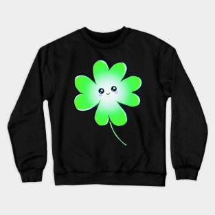 Green Happy Smiley Four Leaf Clover Crewneck Sweatshirt